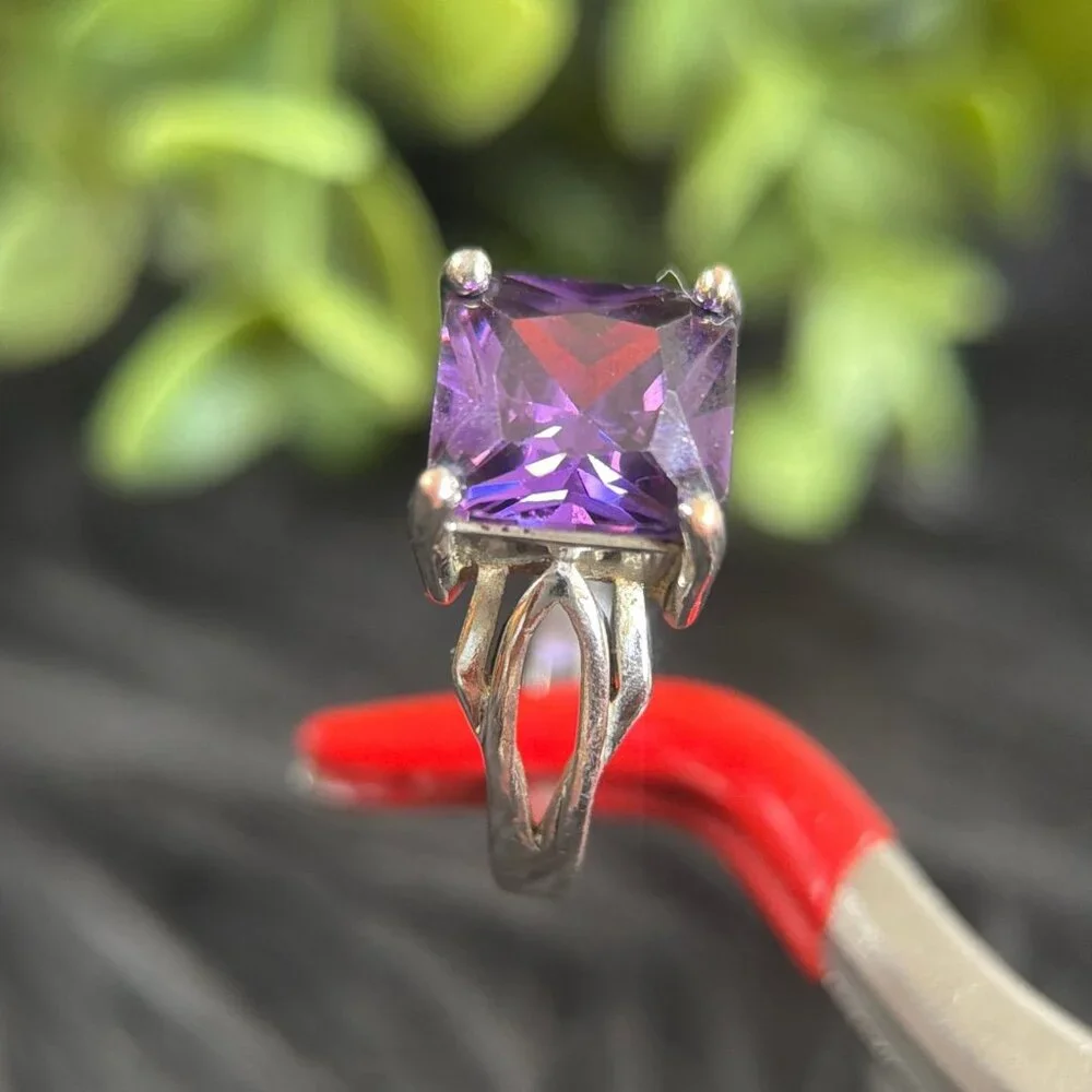 Princess Cut Amethyst Silver 925‎ Ring